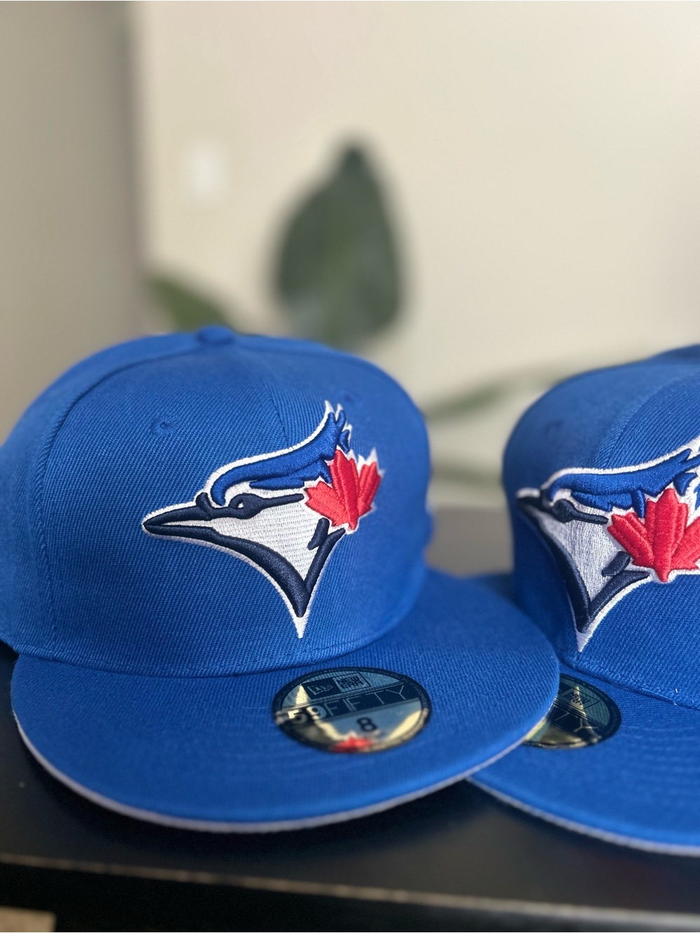 New Era 59Fifty Blue Blue Jays Fitted Cap with Red Maple Leaf